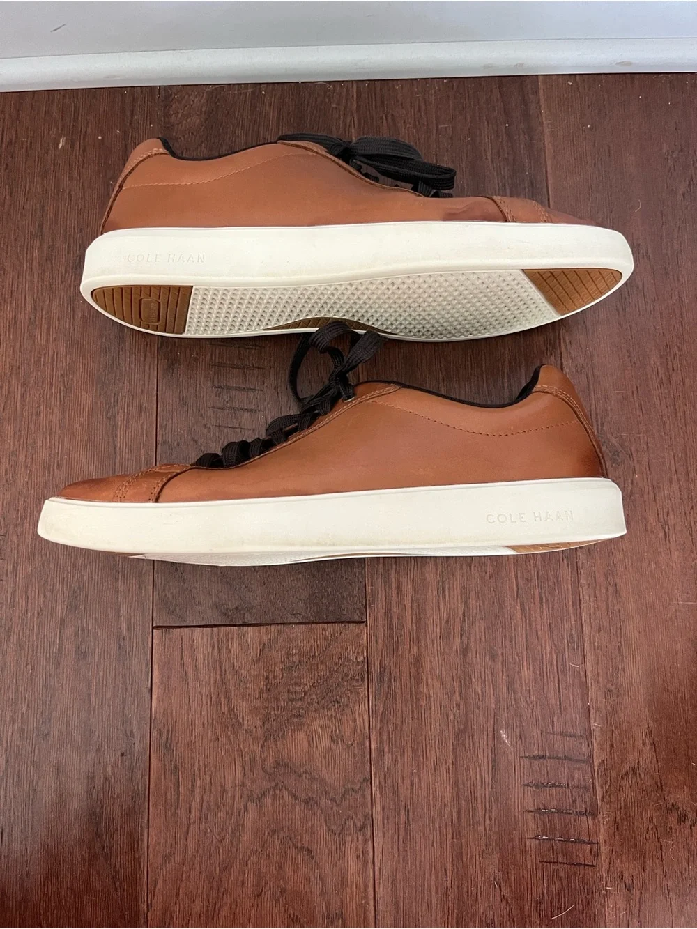 Cole Haan Tan Leather Low-Top Sneakers with Black Laces